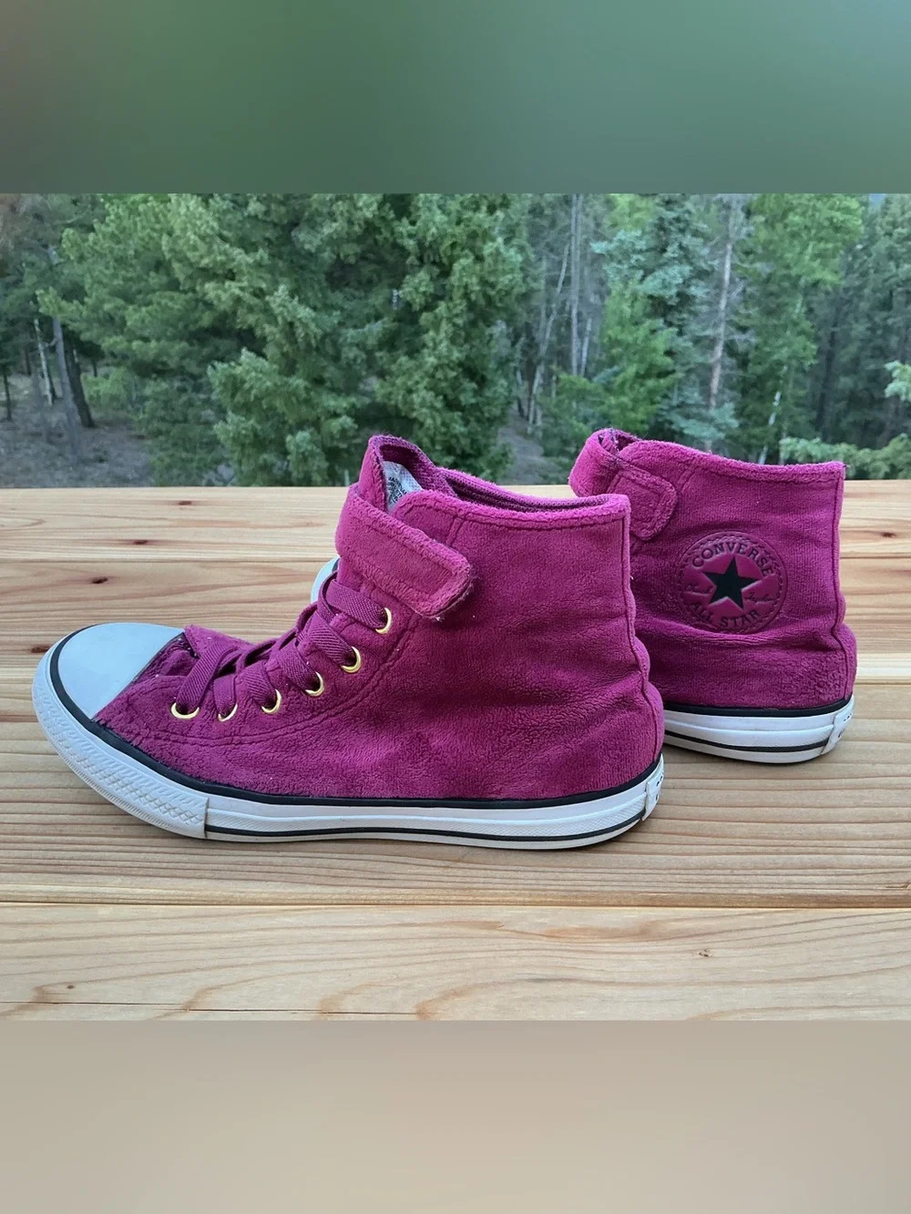 Converse Chuck Taylor All Star Youth 2.5 Purple Velvety Canvas High Tops EUC